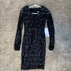 Black Long Sleeve Sparkly Dress